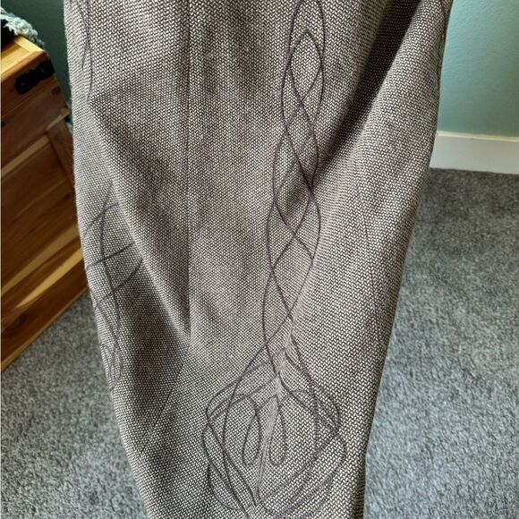 Brown Full Midi Mock Wool Skirt Size 12 - Picture 4 of 9